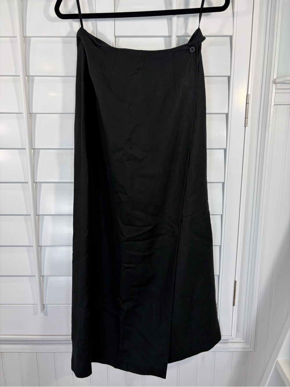 Vintage AKA Eddie Bauer Black Midi A-Line Linen Skirt (10 Tall)